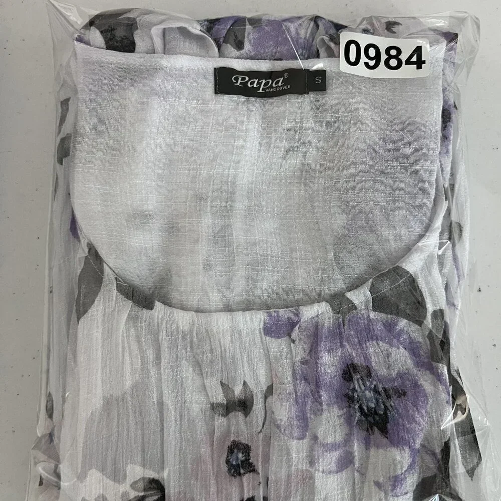 Papa Vancouver Womens S Purple Floral Sleeveless Shift Easter Dress Linen Blend - Picture 15 of 15